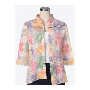 Vintage Erin London Sheer Floral Blouse | Pastel Flower Print Button Front Top